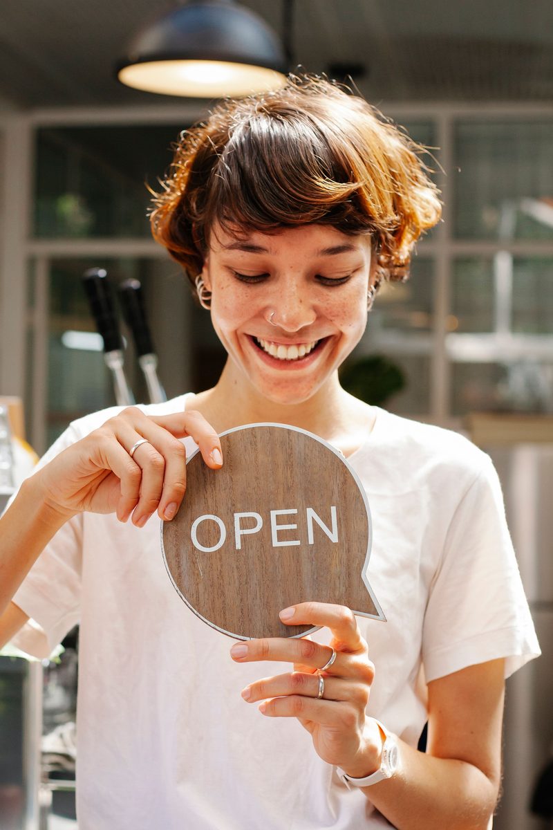 Turning the sign to open